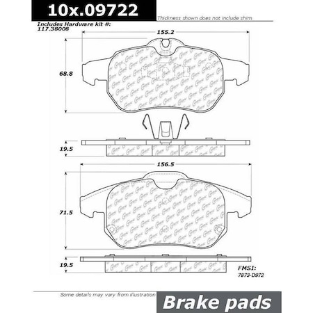 Semi-Metallic Brake Pads W/Hardware,104.09722